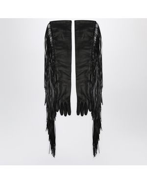 Sportmax Long Gloves With Fringes - Black
