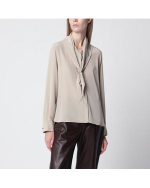 Max Mara Rock Silk Blouse With Scarf - Natural