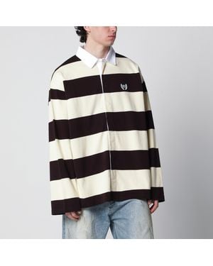 Balenciaga Striped Jersey Polo Shirt - Blue