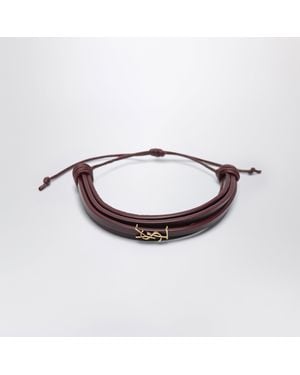 Saint Laurent Bracciale Multigiro Cassandre - Marrone