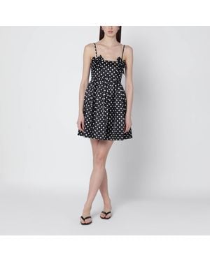 Ganni Satin Mini Dress With Polka Dots - Black