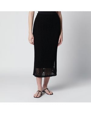 Max Mara Long Sheer Net Cotton Skirt - Black