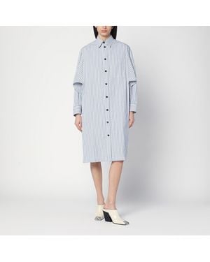 Bottega Veneta Midi Shirt Dress With Striped Pattern - Blue