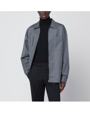 Prada Wool Overshirt With Zip - Grey