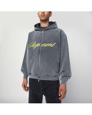 Represent Washed Zip-Up Sweatshirt - Blue