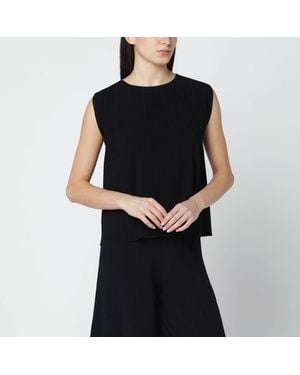 Weekend by Maxmara Sleeveless Plissé-Knit Tank Top - Black