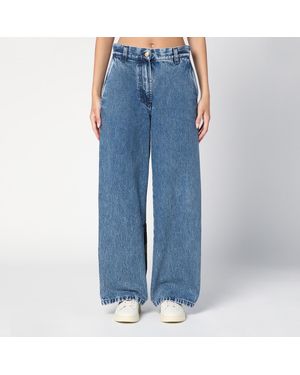 Palm Angels baggy Jeans With Jungle Insert - Blue