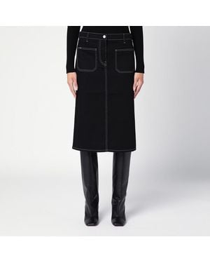 Courreges Gonna midi nera in denim - Nero
