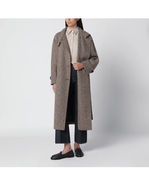 Brunello Cucinelli Sparkling Camel And Virgin Wool Coat - Grey