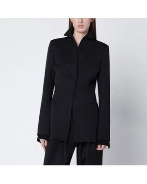 Francesco Murano Single Breasted Wool Blazer - Black