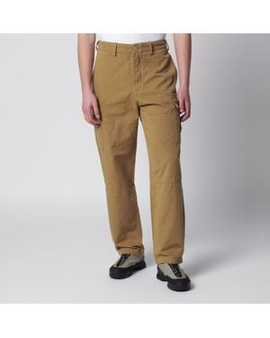 Stone Island Ghost Garment-Dyed Cotton And Linen Cargo Trousers - Natural