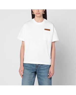 Bottega Veneta T-shirt avorio con patch con motivo intrecciato - Bianco