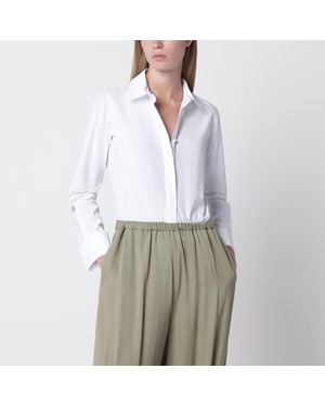 Max Mara Cotton Shirt With Logo - White