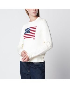 Polo Ralph Lauren Tommy Hilfiger Cream Jumper With Flag Motif - White