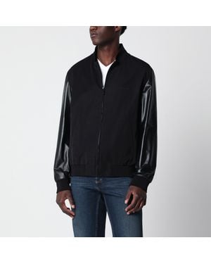 Gucci Fabric Bomber With Nappa Leather Sleeves - Black