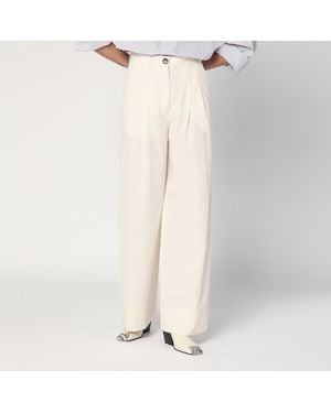 MKDT STUDIO Wide Écru Trousers In Cotton - Natural