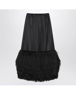Phoebe Philo Fringed Silk-Blend Satin Slip Skirt - Black