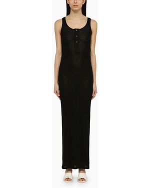 ワンピース Ami Paris Black Cotton Long Dress With Buttons Ami Paris Cotton Long Dress With Buttons in Black | Lyst