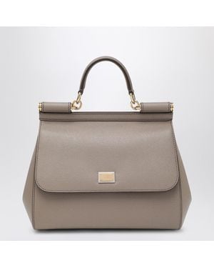 Dolce & Gabbana Large Mud Color Sicily Hand Bag - Gray