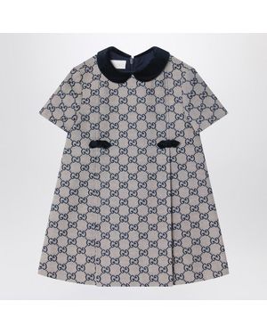 Gucci Blaues Kleid Aus Gg-Stoff - Grau