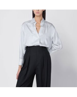 Max Mara Oversized Striped Silk Shirt - White