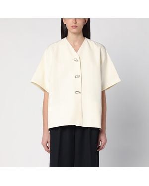 Jil Sander Ivory Silk Blend Shirt Jacket - White