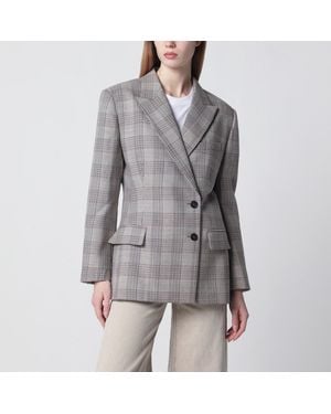 Anine Bing Asymmetric Prince Of Wales Jacket - Grey