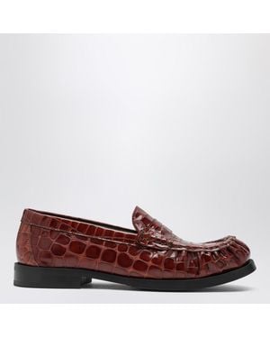 VINNY'S Ogee Moccasins With Crocodile Print - Red