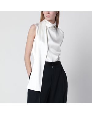 Bottega Veneta Top Aus Stretch-Seidensatin Mit Schal - Weiß