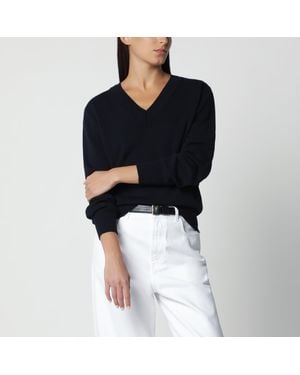 Rohe Wool Jumper With Double V-Neck - Black
