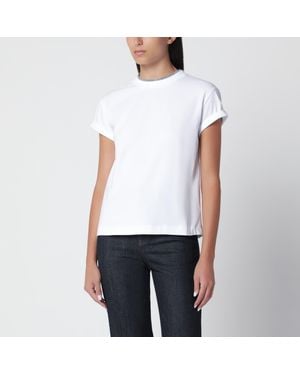 Brunello Cucinelli Crew-Neck T-Shirt With Pendant - White
