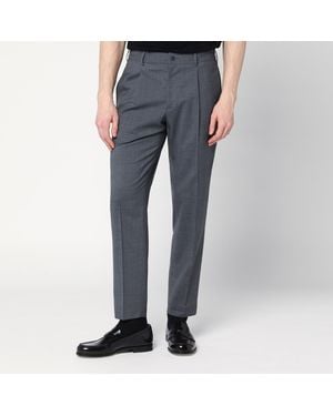 Santaniello Anthracite Wool Blend Pants - Blue