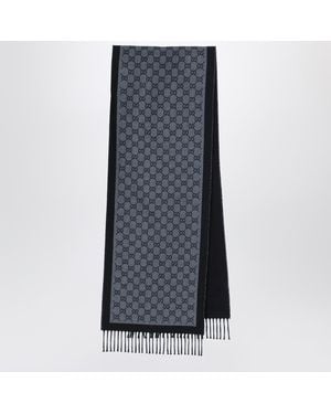 Gucci Gg Wool Scarf - Grey