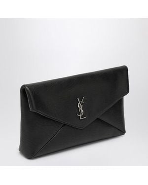 Saint Laurent Große Schwarze Pochette-Envelope-Tasche Cassandre Mit Logo