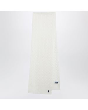 Polo Ralph Lauren Cream Cableknit Wool And Cashmere Scarf - White
