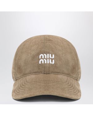 Miu Miu Sand And Cotton Baseball Cap - Natural