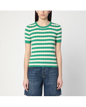 Roberto Collina Ivory Striped Jumper - Green