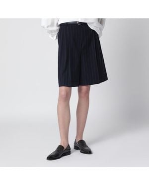 Max Mara Pinstripe Wool Bermuda Shorts - Black