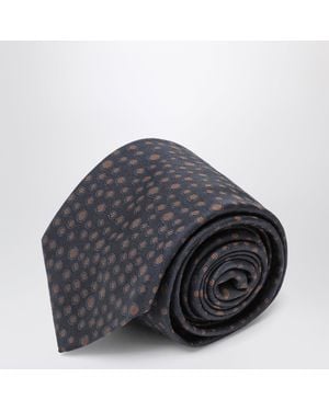 Ferragamo Marine/ Polka-Dot Silk Tie - Grey