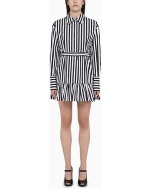 Patou /white Striped Cotton Mini Chemisier Dress - Black