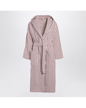 Tekla Bathrobe/Dark Striped - Pink