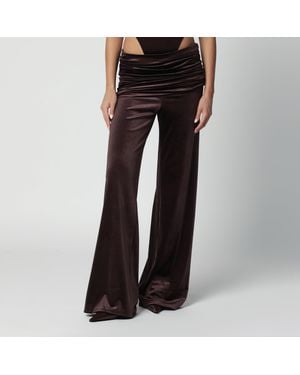 ANDAMANE Velvet-Effect Trousers With Draped Waistband - Black