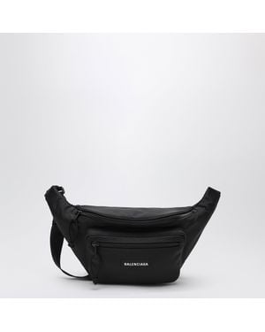 Balenciaga Explorer Nylon Belt Bag With Logo - Black