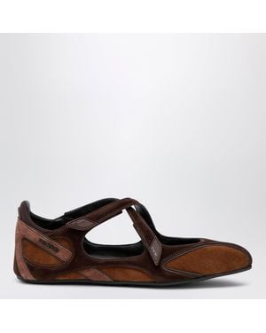The Attico Ballet Flat With Hook Closure - Brown