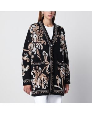 Etro Wool Jacquard Cardigan - Black