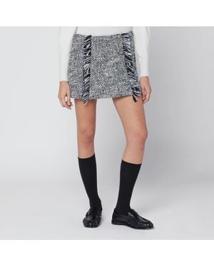 DURAZZI MILANO Patterned Wool Blend Mini Skirt - Grey