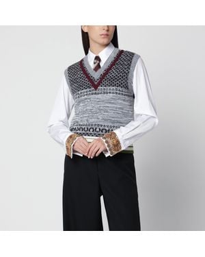 Dries Van Noten Ecru Cashmere And Wool Fitted Top - Grey