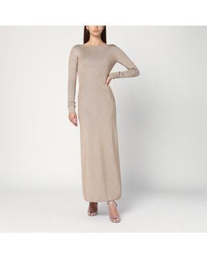 Max Mara Eschimo Lurex Yarn Maxi Dress in Brown | Lyst