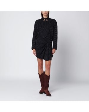 Isabel Marant Polka-Dot Silk-Blend Dress - Black