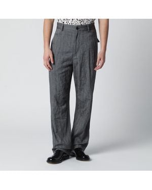 Dries Van Noten Herringbone Trousers - Grey